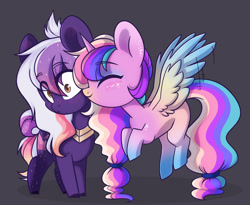 Size: 1280x1050 | Tagged: safe, artist:cloud-fly, derpibooru import, oc, oc only, oc:rising harmony, alicorn, earth pony, pony, chibi, female, mare, nuzzling