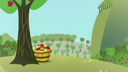 Size: 1280x720 | Tagged: safe, derpibooru import, screencap, hearts and hooves day (episode), apple, apple tree, background, no pony, scenic ponyville, sweet apple acres, tree