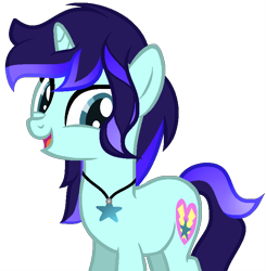 Size: 752x768 | Tagged: safe, artist:aquabright0219, derpibooru import, oc, oc only, oc:aqua bright, pony, unicorn, female, horn, jewelry, mare, necklace, open mouth, simple background, smiling, solo, transparent background, unicorn oc