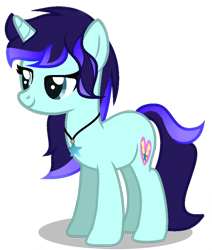 Size: 824x970 | Tagged: safe, artist:aquabright0219, derpibooru import, oc, oc only, oc:aqua bright, pony, unicorn, female, horn, jewelry, mare, necklace, simple background, smiling, solo, transparent background, unicorn oc