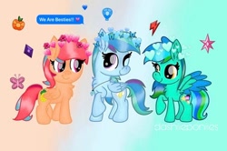 Size: 498x330 | Tagged: safe, alternate version, artist:lillycloudart, derpibooru import, oc, oc only, oc:lily cloud, pegasus, pony, abstract background, chest fluff, ear fluff, ears, eyelashes, female, jewelry, mare, necklace, one eye closed, pegasus oc, raised hoof, raised leg, smiling, wings, wink