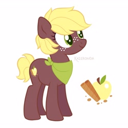 Size: 3200x3200 | Tagged: safe, artist:kazeronda, derpibooru import, oc, earth pony, pony, apple, food, solo