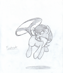 Size: 1270x1473 | Tagged: safe, artist:star, oc, oc only, oc:foxtrot, earth pony, pony, female, grayscale, mare, open mouth, simple background, solo, tailcopter, traditional art, white background