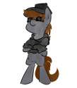 Size: 109x125 | Tagged: safe, artist:star, oc, oc only, earth pony, pony, bipedal, clothes, glasses, hat, hoodie, picture for breezies, simple background, solo, white background