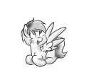 Size: 125x109 | Tagged: safe, artist:star, oc, oc only, pegasus, pony, female, grayscale, lying down, mare, open mouth, picture for breezies, simple background, solo, spread wings, white background, wings