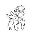 Size: 109x125 | Tagged: safe, artist:star, oc, oc only, pegasus, pony, black and white, clothes, flying, hair over eyes, picture for breezies, simple background, solo, spread wings, vest, white background, wings