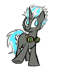 Size: 700x800 | Tagged: safe, artist:star, oc, oc only, oc:ferric forge, pony, unicorn, goggles, horn, male, simple background, solo, stallion, white background