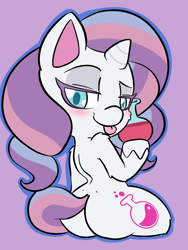 Size: 1536x2048 | Tagged: safe, artist:larrykitty, derpibooru import, potion nova, pony, unicorn, my little pony: pony life, :p, butt, female, looking at you, looking back, looking back at you, open mouth, plot, potion, smug, solo, tongue out