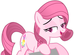 Size: 879x656 | Tagged: safe, artist:guruyunus17, derpibooru import, oc, oc only, oc:annisa trihapsari, earth pony, pony, base used, bedroom eyes, earth pony oc, female, mare, not rarity, open mouth, pink body, pink hair, simple background, solo, solo female, transparent background, vector