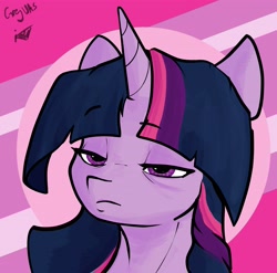 Size: 4096x4055 | Tagged: safe, artist:greyscaleart, derpibooru import, twilight sparkle, twilight sparkle (alicorn), alicorn, pony, absurd resolution, bust, female, lidded eyes, mare, solo, twilight is not amused, unamused