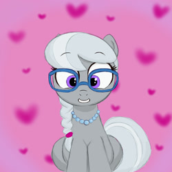 Size: 2000x2000 | Tagged: safe, artist:aa, derpibooru import, silver spoon, female, filly, glasses, heart, looking at you, solo