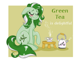 Size: 3682x3059 | Tagged: safe, artist:nightydream, derpibooru import, oc, oc:mistletoe wish, earth pony, pony, female, mare, solo, teapot