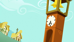 Size: 1280x720 | Tagged: safe, derpibooru import, screencap, hearts and hooves day (episode), background, bell, clock tower, no pony, ponyville, scenic ponyville