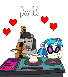 Size: 2198x2500 | Tagged: safe, artist:ktd1993, derpibooru import, dj pon-3, octavia melody, vinyl scratch, holiday, valentine's day