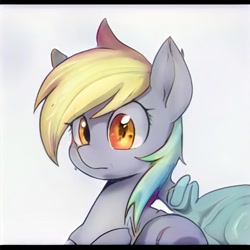 Size: 1024x1024 | Tagged: safe, artist:thisponydoesnotexist, derpibooru import, pony, neural network, not derpy, not rainbow dash, orange eyes, simple background, white background