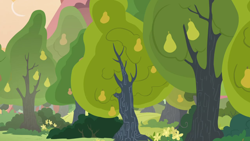 Size: 1280x720 | Tagged: safe, derpibooru import, screencap, the perfect pear, background, no pony, pear tree, scenic ponyville, tree