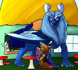 Size: 3963x3587 | Tagged: safe, artist:mekblue, derpibooru import, oc, oc:mantyx, changeling, manticore, pony, food, tea