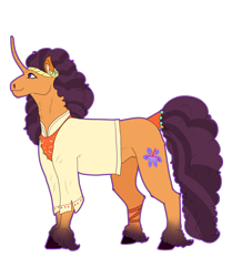 Size: 3600x4300 | Tagged: safe, artist:sashakruchkinatv, derpibooru import, saffron masala, pony, unicorn, curved horn, female, horn, mare, outline, profile, redesign, simple background, smiling, solo, transparent background, unshorn fetlocks