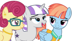 Size: 1280x720 | Tagged: safe, artist:reptaurdrawsmlp, derpibooru import, posey shy, twilight velvet, windy whistles, pegasus, pony, unicorn, clothes, female, glasses, open mouth, simple background, transparent background, trio, trio female, vector