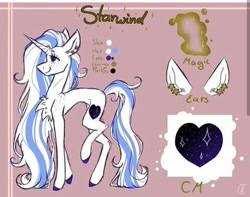Size: 480x378 | Tagged: safe, artist:yoonah, derpibooru import, oc, oc only, pony, unicorn, chest fluff, colored hooves, ear piercing, horn, piercing, reference sheet, smiling, solo, unicorn oc