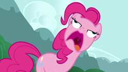 Size: 1920x1080 | Tagged: safe, derpibooru import, screencap, pinkie pie, earth pony, pony, season 3, too many pinkie pies, faic, female, hype, mare, open mouth, pinkie frogmouth, punked up, solo