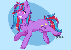 Size: 3507x2480 | Tagged: safe, artist:myugi, derpibooru import, oc, oc:cosmic spark, pony, unicorn, signature, solo