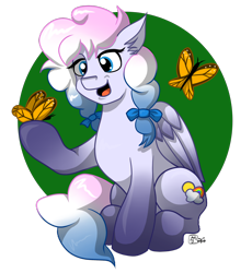 Size: 2764x3000 | Tagged: safe, artist:olificus, derpibooru import, oc, oc only, oc:heavy weather, butterfly, pegasus, commission, cute, female, high res, mare, original art, pegasus oc, simple background, solo, transparent background