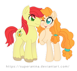 Size: 2552x2350 | Tagged: safe, artist:ninnydraws, derpibooru import, bright mac, pear butter, brightbutter, cute, female, male, shipping, straight