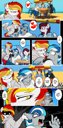 Size: 2480x5000 | Tagged: safe, artist:dormin-dim, derpibooru import, oc, oc only, oc:aviatrix, oc:avie, oc:diamond sun, oc:hawker hurricane, oc:trade wind, oc:ward, anthro, pegasus, unguligrade anthro, angry, beach, big breasts, breasts, cargo pants, cleavage, clothes, colored wings, comic, commission, ear pull, female, hawkmond, hoodie, jacket, jeans, laughing, leggings, male, mare, pants, shirt, skirt, speech bubble, stallion, stare, umbrella, wings