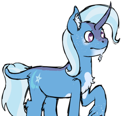 Size: 640x609 | Tagged: safe, artist:valientminiatureobject, derpibooru import, trixie, classical unicorn, unicorn, chest fluff, goatee, heart, heart eyes, redesign, simple background, solo, unshorn fetlocks, white background, wingding eyes