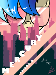 Size: 3000x4000 | Tagged: safe, artist:flaremoon, derpibooru import, oc, oc:mercury haze, pony, city, poster, retro, retrowave, solo, sunglasses