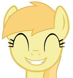 Size: 500x531 | Tagged: safe, artist:katliynrusshia, artist:thegreatcheeser, derpibooru import, noi, earth pony, pony, base used, cute, eyes closed, female, filly, grin, noiabetes, simple background, smiling, white background