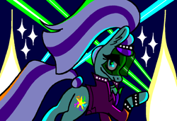 Size: 1280x875 | Tagged: safe, artist:msponies, derpibooru import, coloratura, earth pony, pony, countess coloratura, fireworks, jacket, laser, looking at you, looking back, looking back at you, razzle dazzle, solo, stage, the spectacle