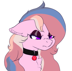 Size: 701x694 | Tagged: safe, artist:naaltive, derpibooru import, oc, oc:alluring gaze, earth pony, angry, choker, eyeshadow, makeup, scrunchy face, simple background, solo, transparent background