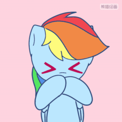 Size: 720x720 | Tagged: safe, artist:starflashing twinkle, derpibooru import, rainbow dash, pegasus, pony, :3, animated, blowing a kiss, chinese, cute, dashabetes, gif, simple background, solo