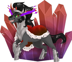 Size: 2633x2269 | Tagged: safe, artist:alabasterpeony, derpibooru import, king sombra, commission, commissioner:reversalmushroom, crystal, simple background, transparent background