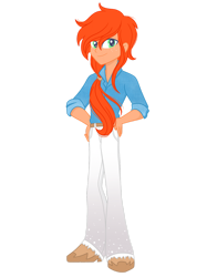 Size: 1280x1708 | Tagged: safe, artist:ocean-drop, derpibooru import, oc, oc:automne gold, equestria girls, hand on hip, male, offspring, parent:big macintosh, parent:marble pie, parents:marblemac, simple background, solo, transparent background