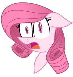 Size: 794x842 | Tagged: safe, artist:guruyunus17, derpibooru import, oc, oc only, oc:annisa trihapsari, earth pony, pony, ears, female, floppy ears, looking at you, mare, not rarity, open mouth, pink body, pink hair, simple background, solo, transparent background, vector, wide eyes