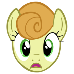 Size: 1024x1024 | Tagged: safe, artist:tardifice, derpibooru import, carrot top, golden harvest, earth pony, pony, background pony, face, female, gasp, head, looking at you, mare, open mouth, shocked, show accurate, simple background, transparent background, vector