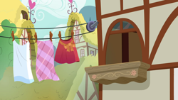 Size: 1280x720 | Tagged: safe, derpibooru import, screencap, the big mac question, background, clothes, no pony, ponyville, scenic ponyville