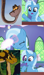 Size: 640x1080 | Tagged: safe, artist:raynapole, derpibooru import, edit, edited screencap, screencap, trixie, snake, all bottled up, asia, exploitable meme, india, kaa, meme, the jungle book, trixie fixing meme