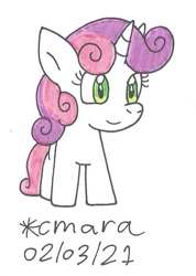 Size: 573x805 | Tagged: safe, artist:cmara, derpibooru import, sweetie belle, pony, unicorn, female, filly, simple background, solo, traditional art, white background