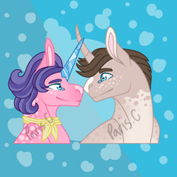 Size: 1200x1200 | Tagged: safe, artist:ponylove121, derpibooru import, cookie crumbles, hondo flanks, cookieflanks, female, male, redesign, shipping, straight