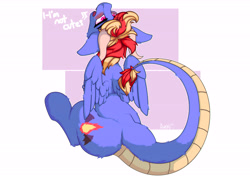 Size: 7017x4961 | Tagged: safe, artist:avery-valentine, derpibooru import, dragon, pony, cute, cutie mark, shy, sitting