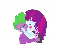 Size: 1769x1477 | Tagged: safe, derpibooru import, mystery mint, spike, equestria girls, blushing, equestria girls-ified, female, hug, kissing, male, mysteryspike, shipping, spikelove, straight