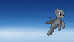 Size: 4096x2304 | Tagged: safe, artist:jh, ponerpics import, oc, oc only, original species, plane pony, pony, deleted from derpibooru, f-117a nighthawk, looking at you, plane, sky, solo