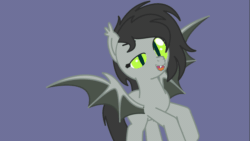 Size: 1280x720 | Tagged: safe, artist:electrum18, derpibooru import, oc, oc only, oc:swamp flower, bat pony, animated, bat pony oc, female, gif, looking at you, mare, rearing, solo, the fluffies