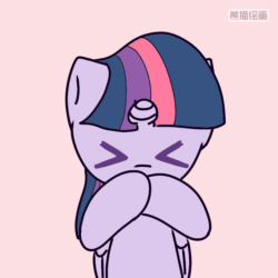 Size: 720x720 | Tagged: safe, artist:starflashing twinkle, derpibooru import, twilight sparkle, twilight sparkle (alicorn), alicorn, pony, :3, animated, blowing a kiss, chinese, cute, female, frame by frame, heart, mare, pink background, simple background, solo, twiabetes, wings