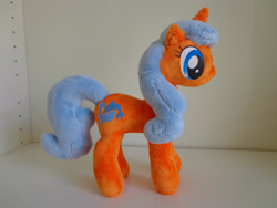 Size: 2828x2121 | Tagged: safe, artist:laurilolly-crafts, derpibooru import, unicorn, alternate color palette, cipher splash, irl, looking down, photo, plushie, solo