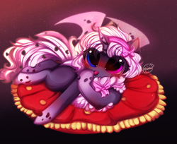 Size: 5149x4208 | Tagged: safe, artist:1fresita, derpibooru import, oc, oc:amber, changeling, heterochromia, pink changeling, solo, tongue out